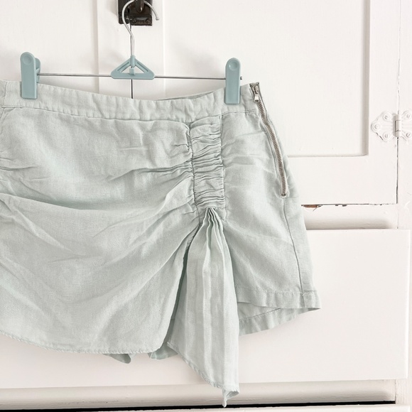 Zara Mint Green Linen Blend Drawstring Detail Skort Short Size Small - Picture 3 of 6